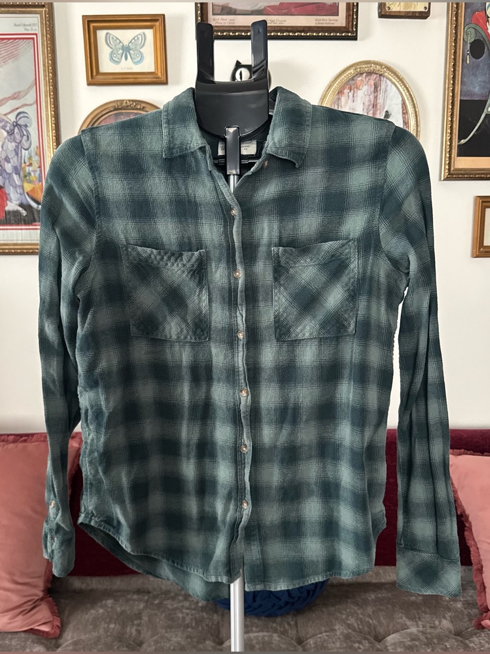 Universal Thread Green Plaid Button-Down Shirt